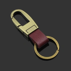 Promotional PU Leather Keychain Sublimation Stainless Steel Keychain Car Logo Customized Metal Key Chain Leather Keyring