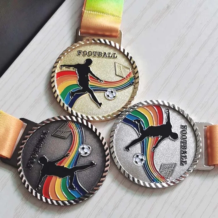 Professional Casting Award Sport Make Metal Medal With Ribbon Custom Basketball Football Gold Medals