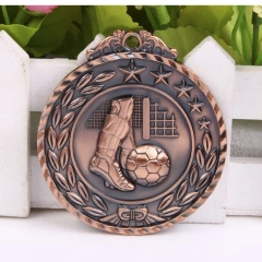 New Design Football Medal School Metal Miraculous Soccer Medal Ribbon Gold Silver Bronze Motion Custom Sports Medal