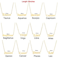 Custom Wholesale Personalize  Gold Silver Stainless Steel Horoscope Zodiac Sign Pendant Necklace Women