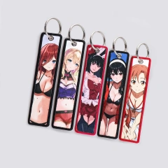 Personalized Keychain Double Sided Embroidery Label Anime Logo Namel Tag Custom Embroidery Keychain Anime Embroidered Key Chain