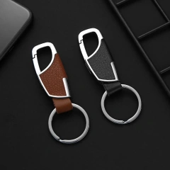 Promotional Leather Keychain Hardware PU Leather Metal Waist Hanging Key Chain Custom Key Ring jewelry Anime Car Keychain Logo