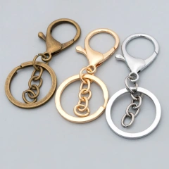 30MM Metal Keychain Wholesale Customized Split Key Ring With Chain DIY Accessories 308 Lobster Clasp Keyrings