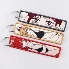 Personalized Keychain Double Sided Embroidery Label Anime Logo Namel Tag Embroidery Keychain Custom Anime Embroidered KeyChain
