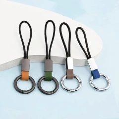 Wholesale Auto Weave Leather Rope Diy Keychain Accessories Custom Logo Leather Key Chains Simple Lanyard Keyring Car Key Holder