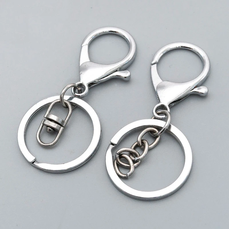 30MM Metal Keychain Wholesale Customized Split Key Ring With Chain DIY Accessories 308 Lobster Clasp Keyrings