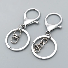 30MM Metal Keychain Wholesale Customized Split Key Ring With Chain DIY Accessories 308 Lobster Clasp Keyrings