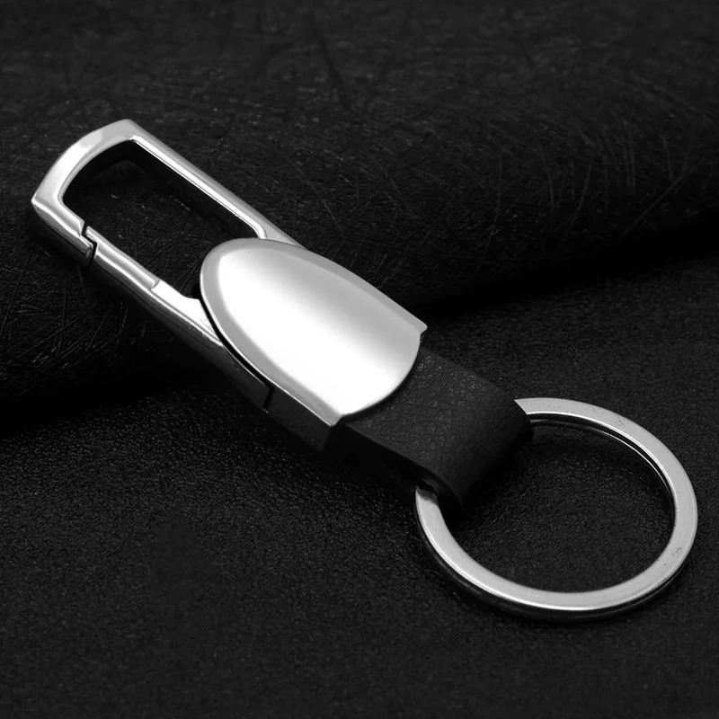 Promotional PU Leather Keychain Sublimation Stainless Steel Keychain Car Logo Customized Metal Key Chain Leather Keyring