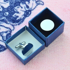 Custom Logo Stainless Steel Blank Round Cufflinks For Immovable Box Sublimation Mens Cuff Links Business Party Luxury Cufflinks
