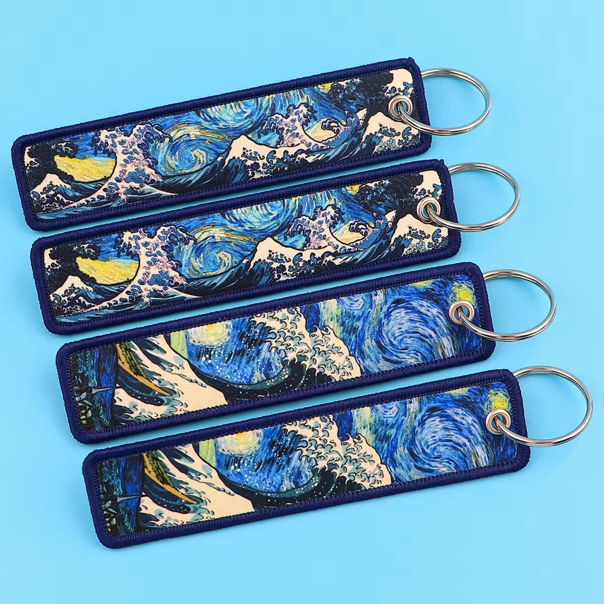 Personalized Keychain Double Sided Embroidery Label Anime Design Namel Tag Custom Embroidery Keychain Anime Embroidered KeyChain