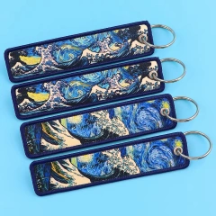 Personalized Keychain Double Sided Embroidery Label Anime Design Namel Tag Custom Embroidery Keychain Anime Embroidered KeyChain