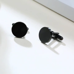 Wholesale Custom Logo Cufflinks Stainless Steel Round Cufflink With Mirror Polish DIY Jewelry Making Luxury Men Cufflinks