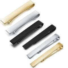 New Fashion Style Cuff Links Tie Clip for Men Metal Gold Tone Bar Clasp Practical Necktie Clasp Custom Logo Blank Tie Clip