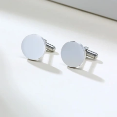 Wholesale Custom Logo Cufflinks Stainless Steel Round Cufflink With Mirror Polish DIY Jewelry Making Luxury Men Cufflinks