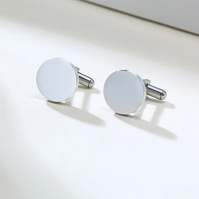 Wholesale Custom Logo Cufflinks Stainless Steel Round Cufflink With Mirror Polish DIY Jewelry Making Luxury Men Cufflinks