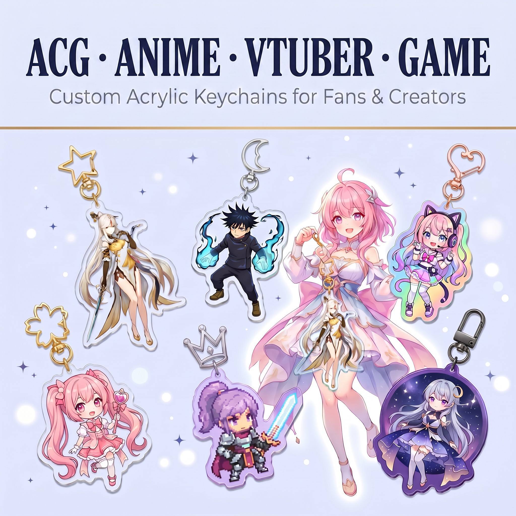 Custom Acrylic Keychains for ACG Fans, VTuber Merch & Game Character Collectors