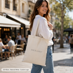 Canvas Shoulder Tote Bag Custom Logo | No MOQ | Eco-Friendly Long Handle Cotton Bag