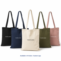 Canvas Shoulder Tote Bag Custom Logo | No MOQ | Eco-Friendly Long Handle Cotton Bag