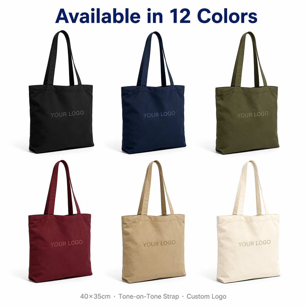 Custom Logo All-Match Canvas Tote | Same Color Strap | 12 Colors | No MOQ