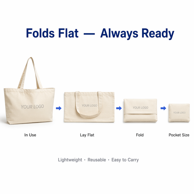 Canvas Foldable Shopper Bag Custom Logo  | No MOQ | Eco-Friendly