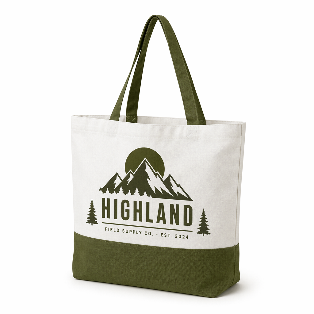 Custom Logo Two-Tone Canvas Tote Bag | Color-Block Design | No MOQ | 12 Color Combos