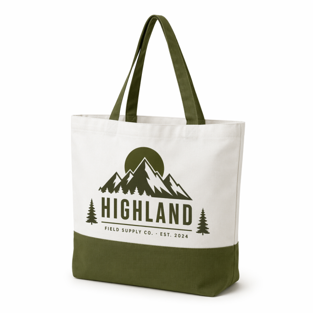 Custom Logo Two-Tone Canvas Tote Bag | Color-Block Design | No MOQ | 12 Color Combos