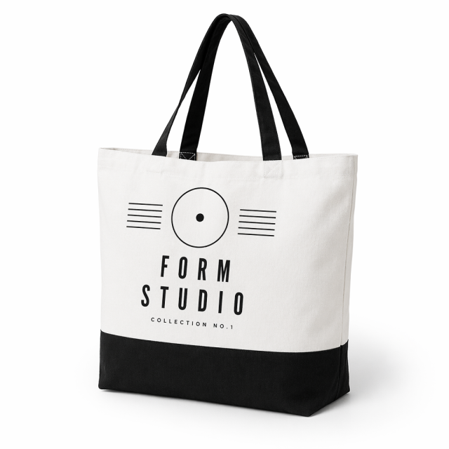 Custom Logo Two-Tone Canvas Tote Bag | Color-Block Design | No MOQ | 12 Color Combos