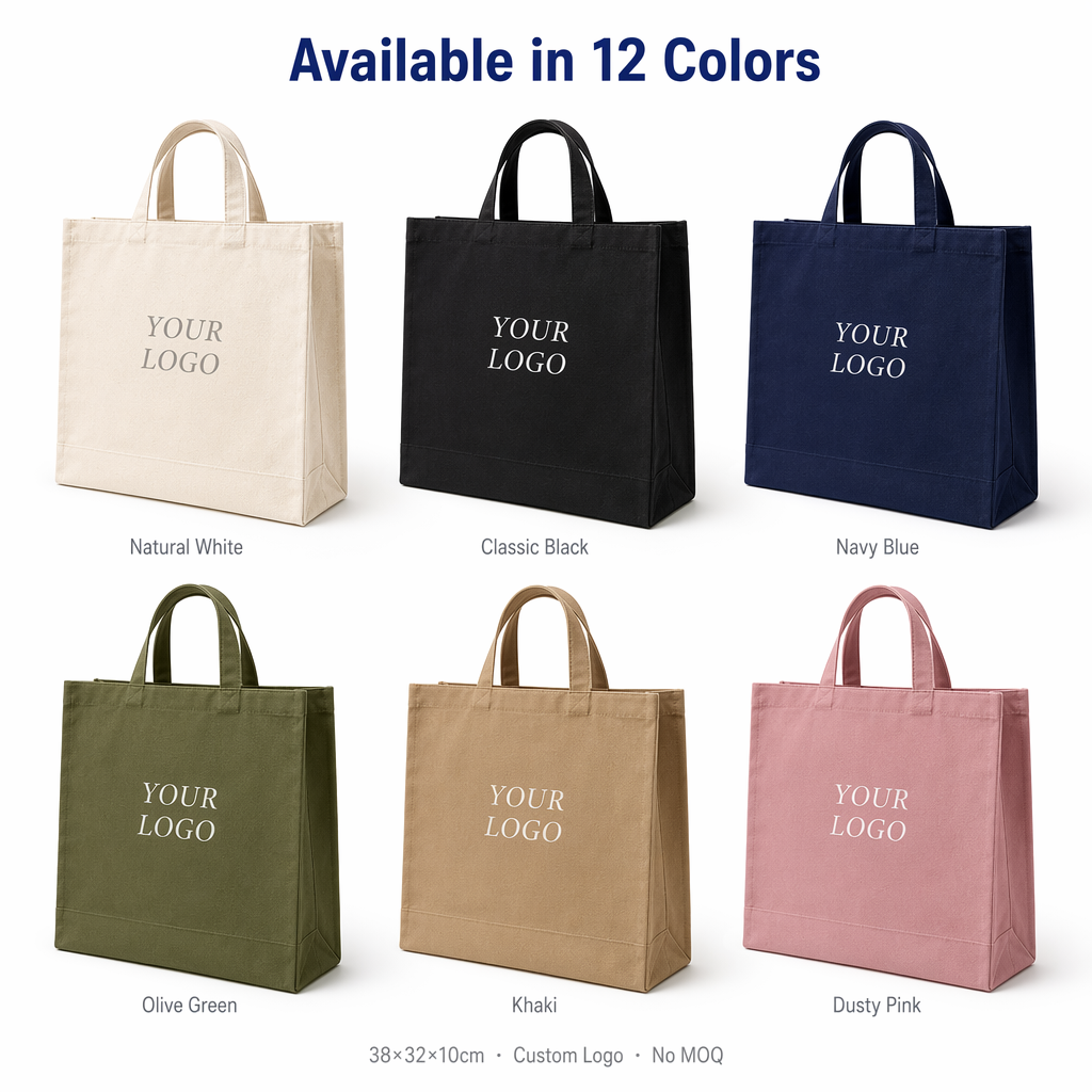 Box-Bottom Tote Bag /Gusset Tote Bag / Structured Tote Bag Custom Printed Logo