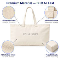 Canvas Foldable Shopper Bag Custom Logo  | No MOQ | Eco-Friendly