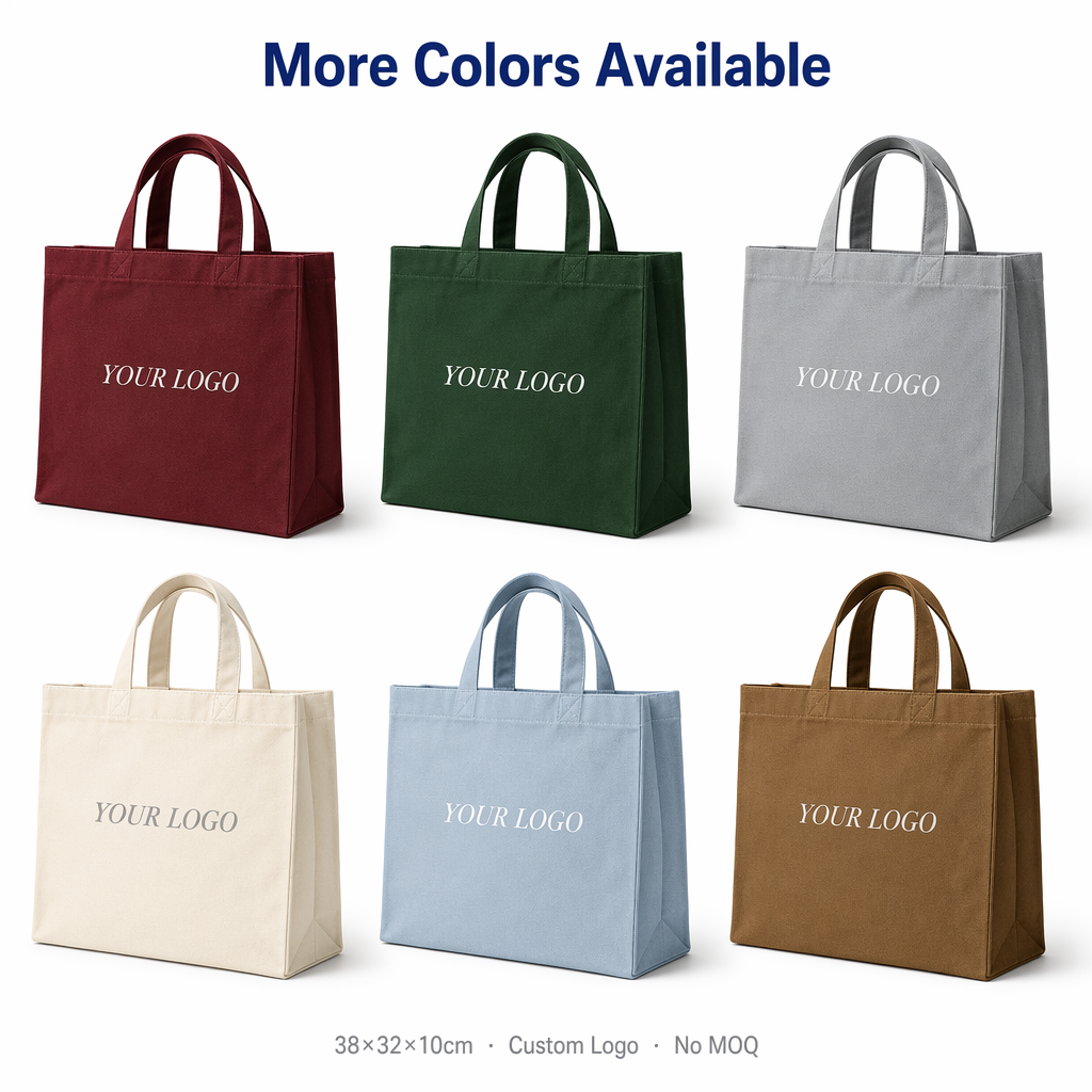 Box-Bottom Tote Bag /Gusset Tote Bag / Structured Tote Bag Custom Printed Logo