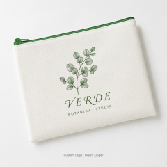 Custom Logo Canvas Zipper Pouch | Colorful Zipper Pencil Case & Makeup Bag | No MOQ | 10 Zipper Colors