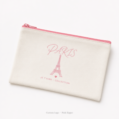 Custom Logo Canvas Zipper Pouch | Colorful Zipper Pencil Case & Makeup Bag | No MOQ | 10 Zipper Colors