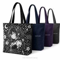 Custom All-Over Print Canvas Shoulder Tote Bag | Full Coverage Logo | No MOQ | 12 Colors