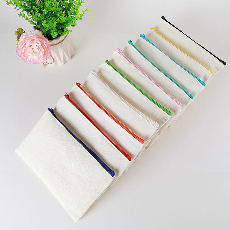 Custom Logo Canvas Zipper Pouch | Colorful Zipper Pencil Case & Makeup Bag | No MOQ | 10 Zipper Colors
