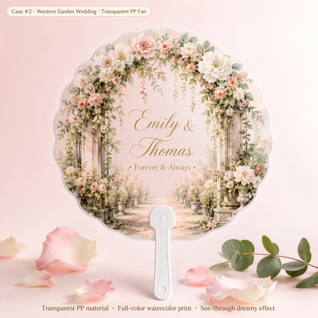 Custom Wedding Hand Fans — Personalized Folding Fans & PP Round Fans