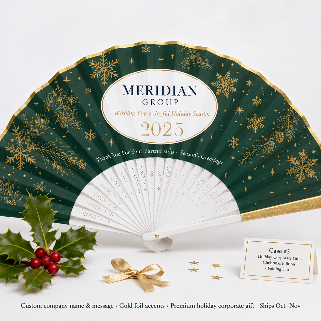 Custom Christmas Hand Fans — Santa, Gingerbread & Nordic Snowflake Holiday Fans