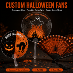 Custom Halloween Hand Fans — Transparent Ghost, Pumpkin & Gothic Spooky Fans