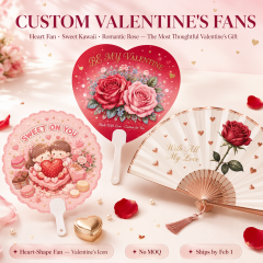 Custom Valentine's Day Fans — Heart PP Fans, Kawaii Sweet & Romantic Rose Designs