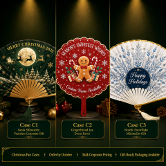 Custom Christmas Hand Fans — Santa, Gingerbread & Nordic Snowflake Holiday Fans
