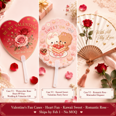 Custom Valentine's Day Fans — Heart PP Fans, Kawaii Sweet & Romantic Rose Designs