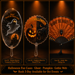 Custom Halloween Hand Fans — Transparent Ghost, Pumpkin & Gothic Spooky Fans