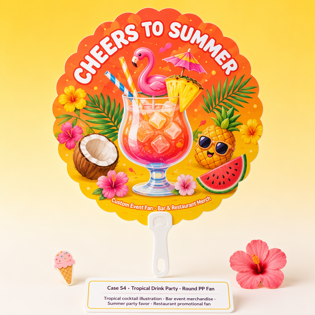 Custom Summer Hand Fans — Tropical, Ocean & Ice Cream Seasonal Fans