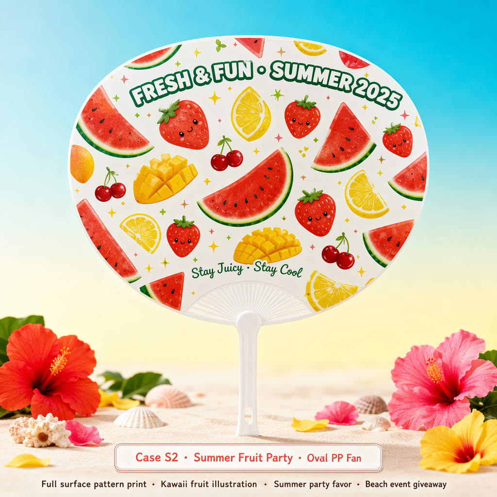 Custom Summer Hand Fans — Tropical, Ocean & Ice Cream Seasonal Fans