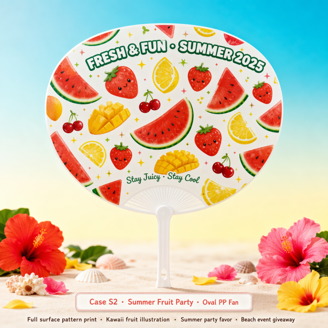 Custom Summer Hand Fans — Tropical, Ocean & Ice Cream Seasonal Fans