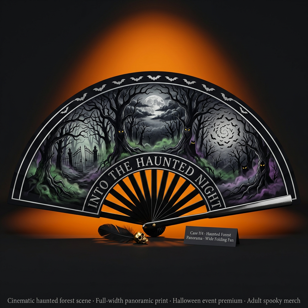 Custom Halloween Hand Fans — Transparent Ghost, Pumpkin & Gothic Spooky Fans