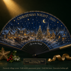 Custom Christmas Hand Fans — Santa, Gingerbread & Nordic Snowflake Holiday Fans