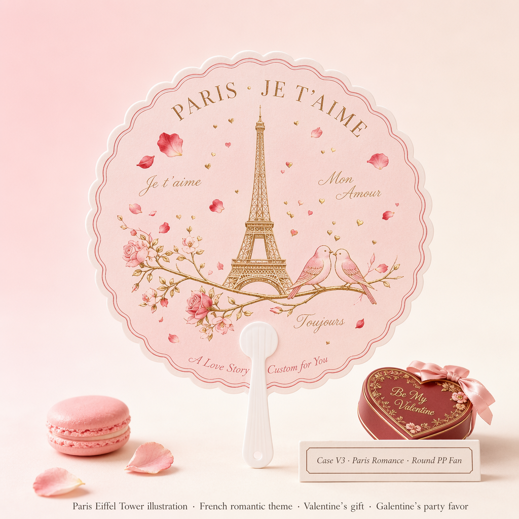 Custom Valentine's Day Fans — Heart PP Fans, Kawaii Sweet & Romantic Rose Designs