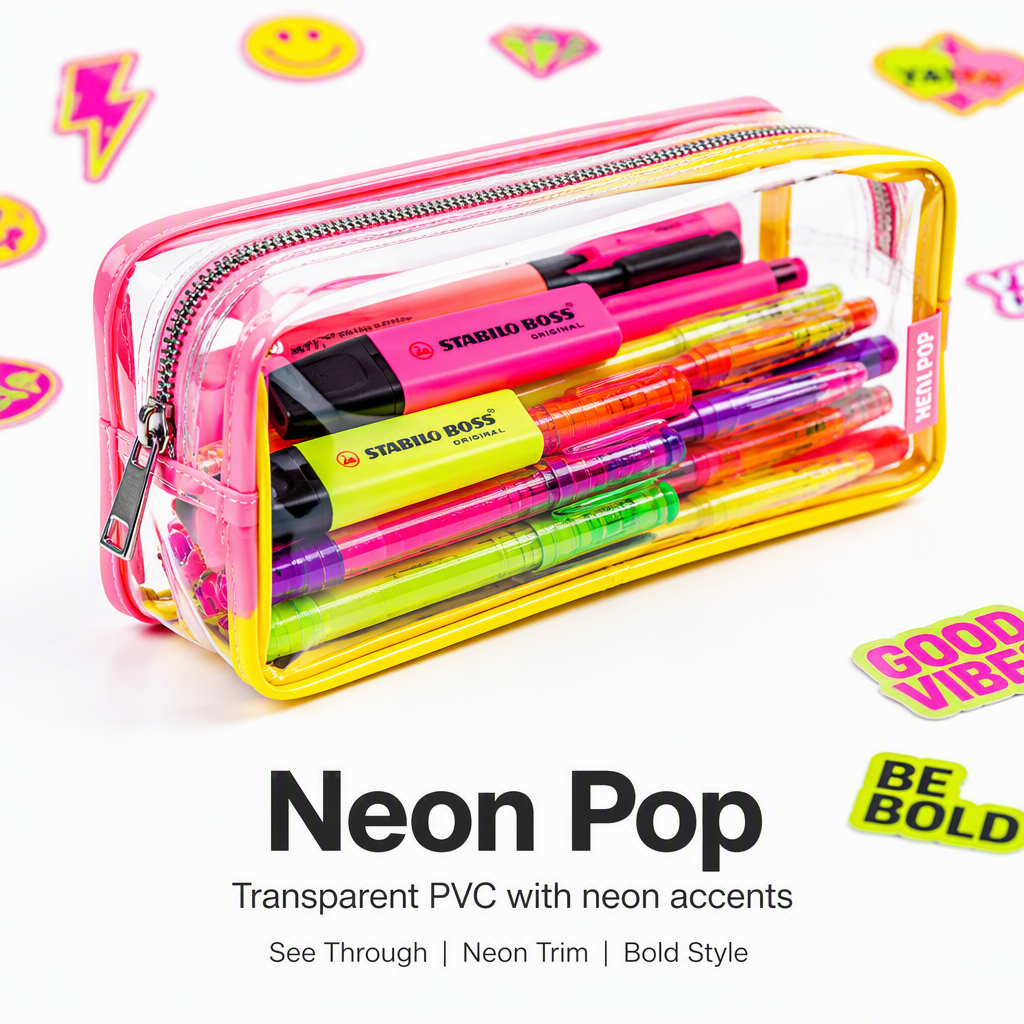 Wholesale Pencil Case Custom PU Leather New Black Pencil Bag Standing Cute Pencil Case For Girls School