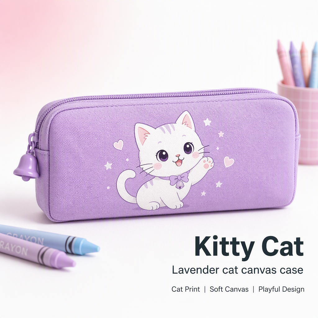Custom Cotton Kawaii Canvas Pencil Bag Zipper Pencil Pouch With Custom Logo School Bag With Pencil Case& Bags