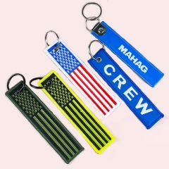 Personalized Keychain Double Sided Embroidery Label Anime Flag Namel Tag Custom Embroidery Keychain Anime Embroidered Key Chain